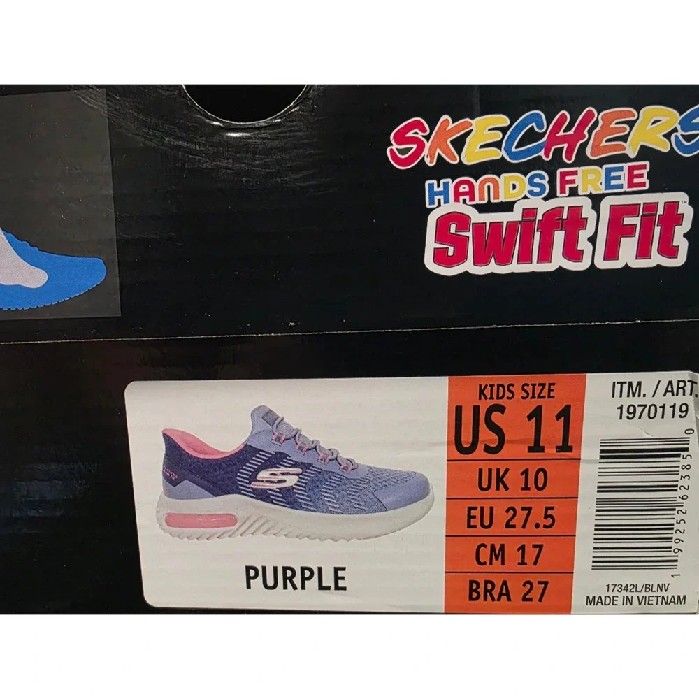 Skechers Swift Fit Sneakers Kids Purple Hands Free Slip On Size 12